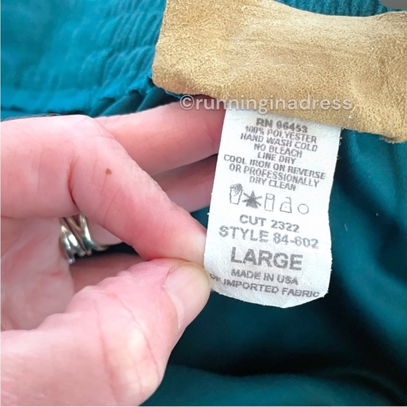 Vintage New Frontier Teal Suede 2-Piece Set Beaded Shirt Jacket & Midi Skirt L - Picture 16 of 16